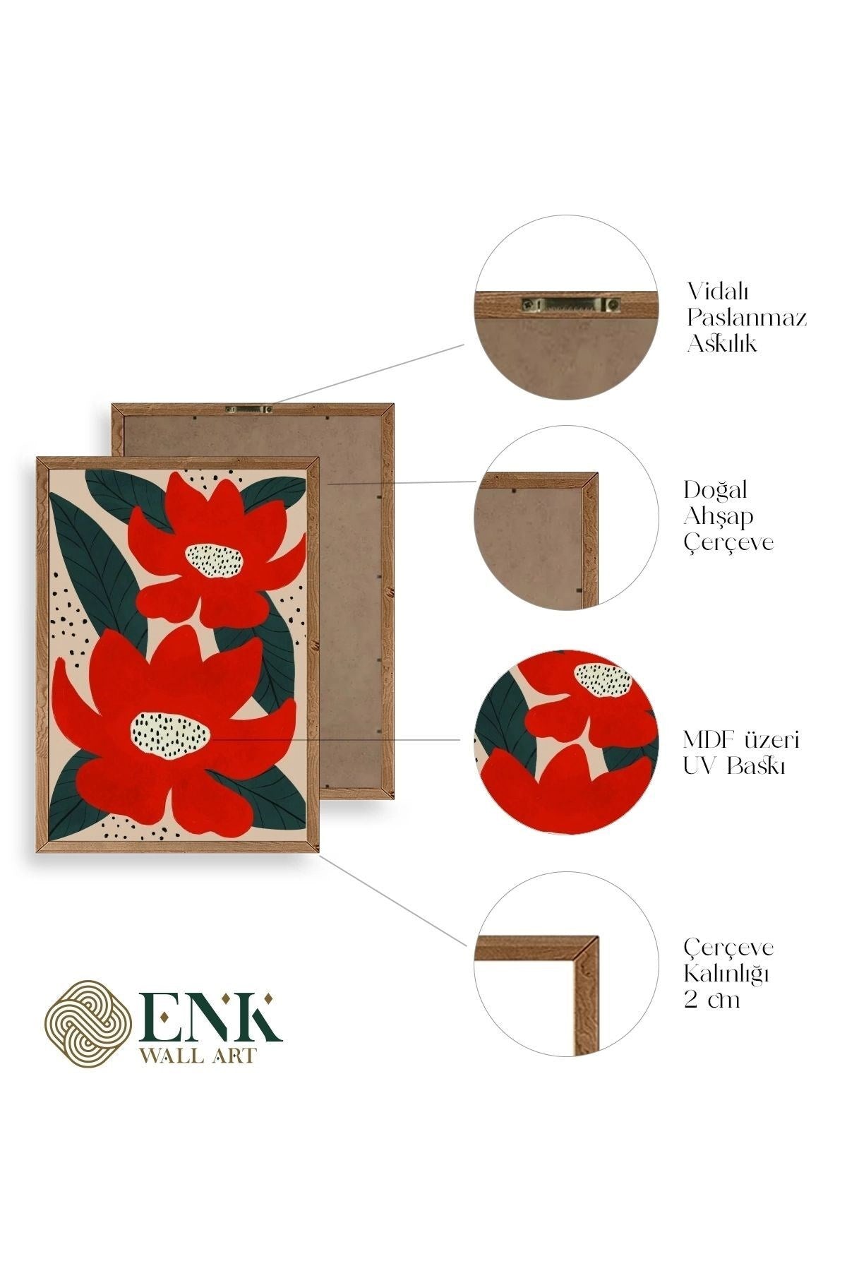 Çiçek Ahşap Çerçeveli Tablo 17 x 23