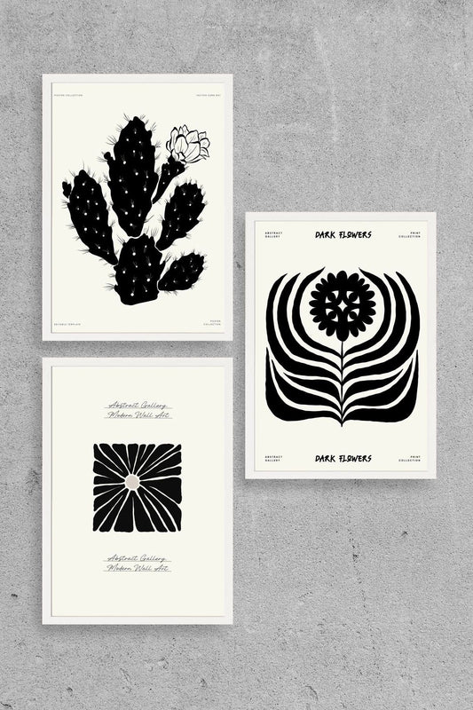 Modern Üçlü Ahşap Çerçeveli Tablo 30 x 40