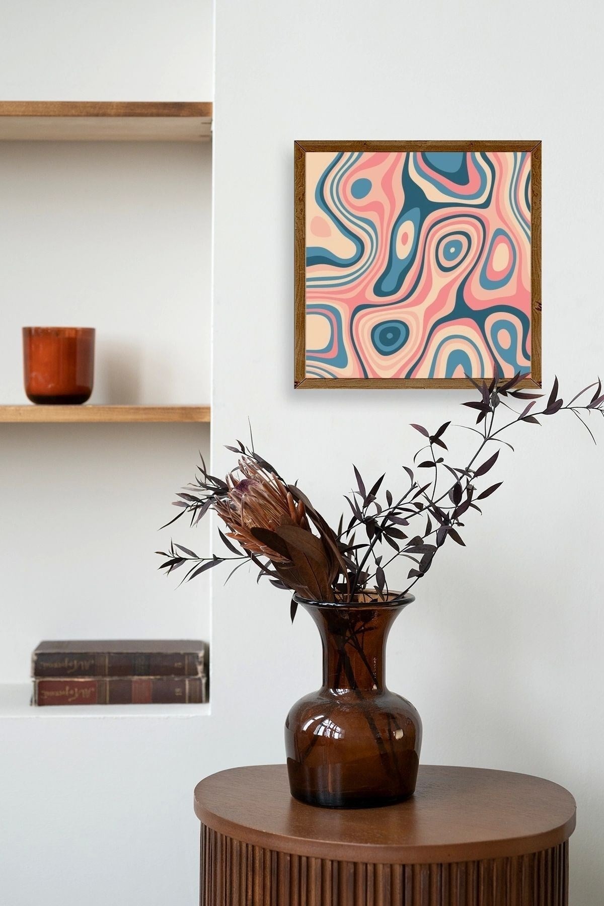 Soyut Ahşap Çerçeveli Tablo 23 x 23