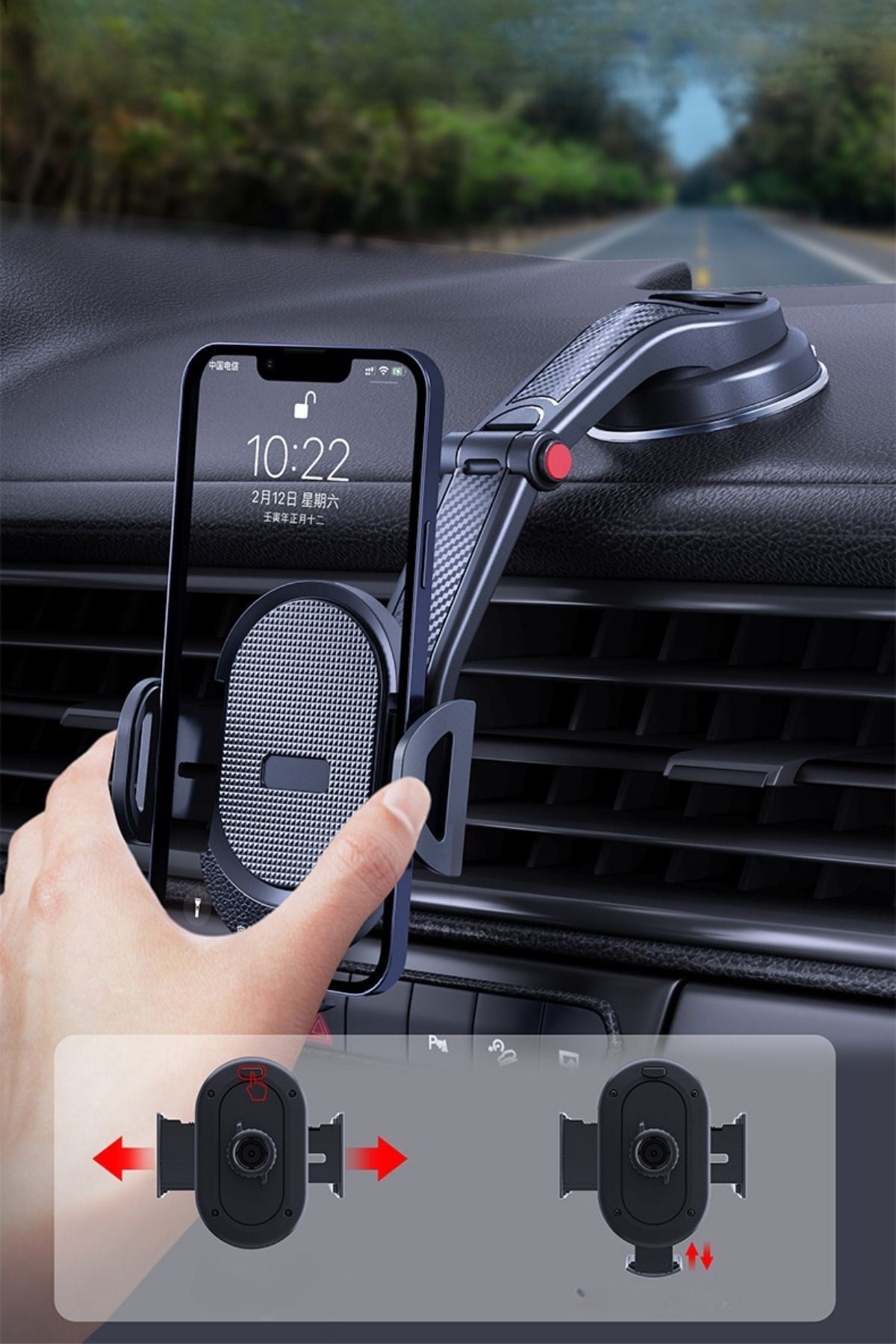 BUFFER® Güçlü Vantuzlu Araç İçi Konsol Üstü Telefon Tutucu Aparat