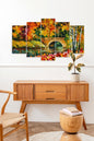 Çiçekler Manzara 5 Parçalı Mdf Tablo 60 x 100