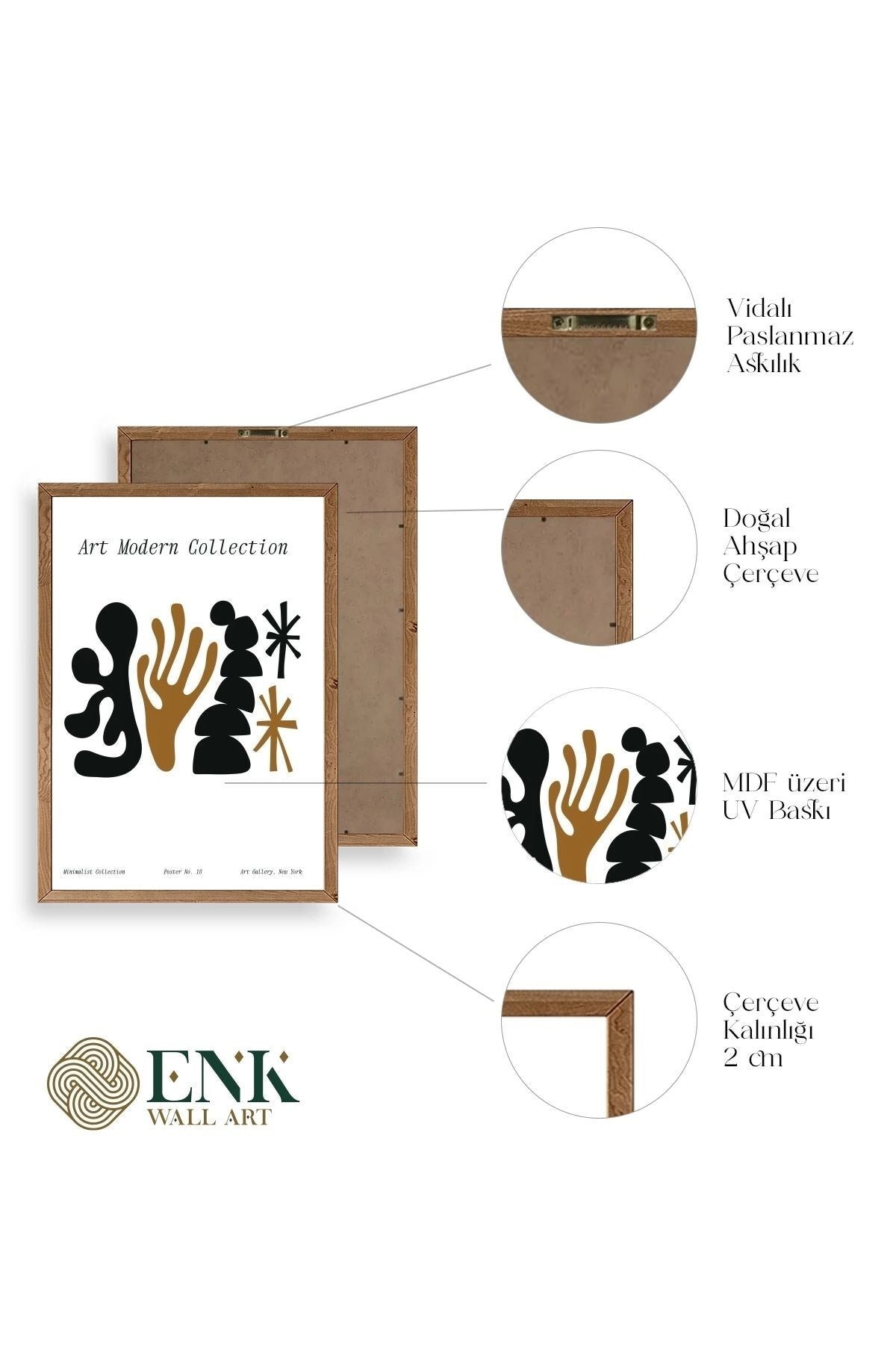 Soyut Ahşap Çerçeveli Tablo 17 x 23