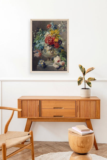 Vazodaki Çiçek Buketi Ahşap Çerçeveli Tablo 23 x 30