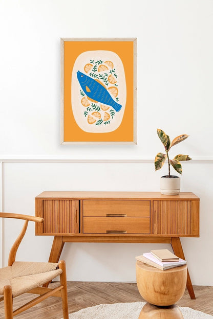 Balık Ahşap Çerçeveli Tablo 17 x 23