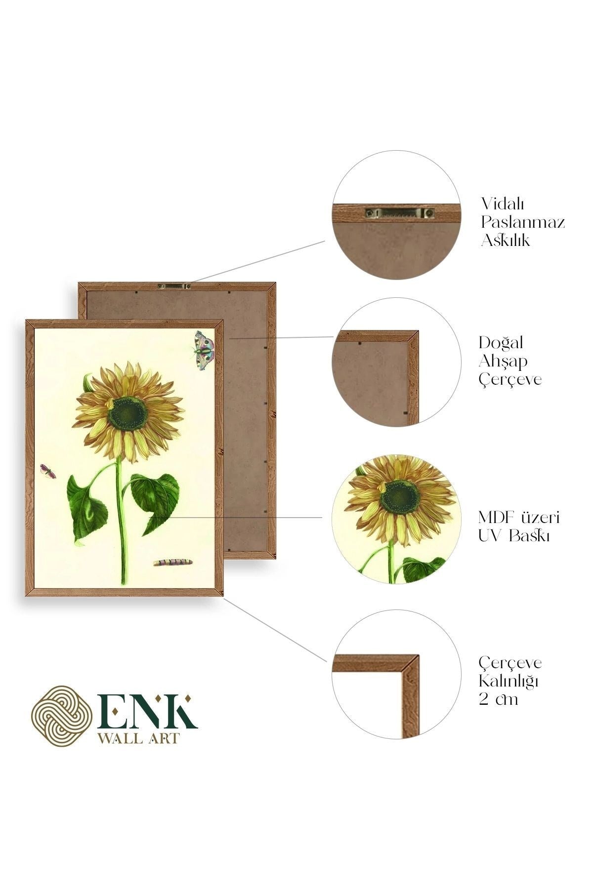 Ayçiçeği Ahşap Çerçeveli Tablo 50 x 70