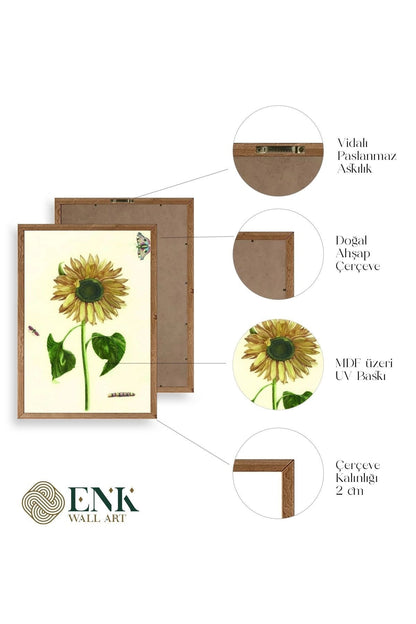 Ayçiçeği Ahşap Çerçeveli Tablo 50 x 70