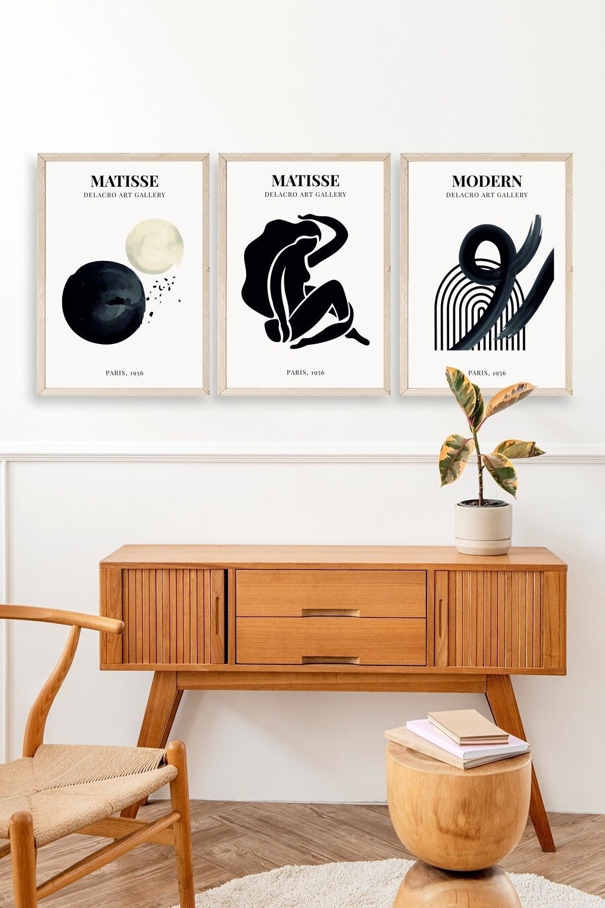 Matisse Üçlü Ahşap Çerçeveli Tablo 30 x 40