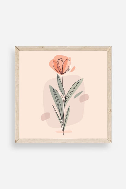 Çiçek Ahşap Çerçeveli Tablo 23 x 23