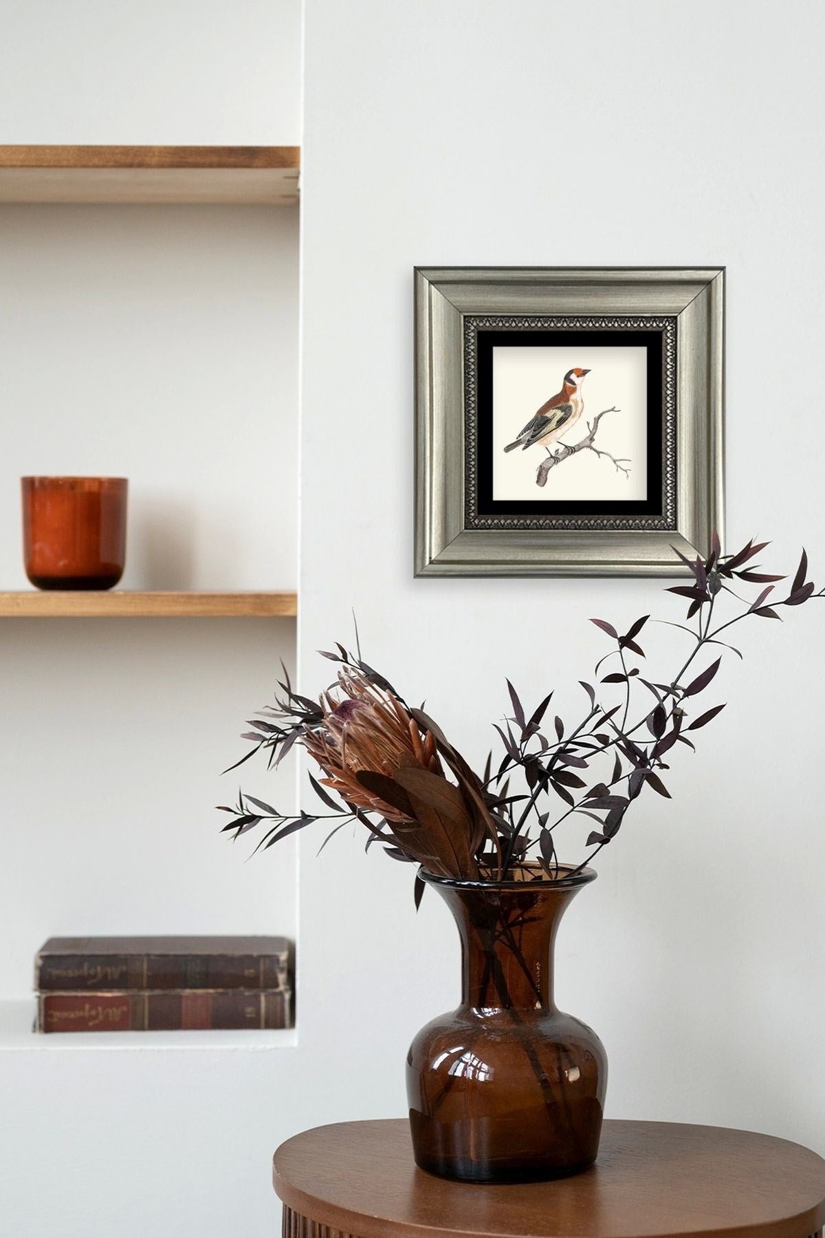 Dal ve Kuş Çerçeveli Taş Tablo 20 cm