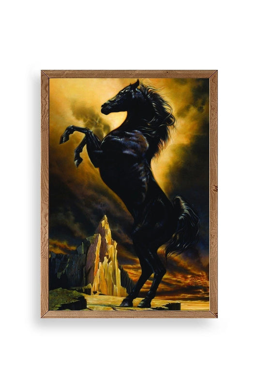 At Ahşap Çerçeveli Tablo 50 x 70