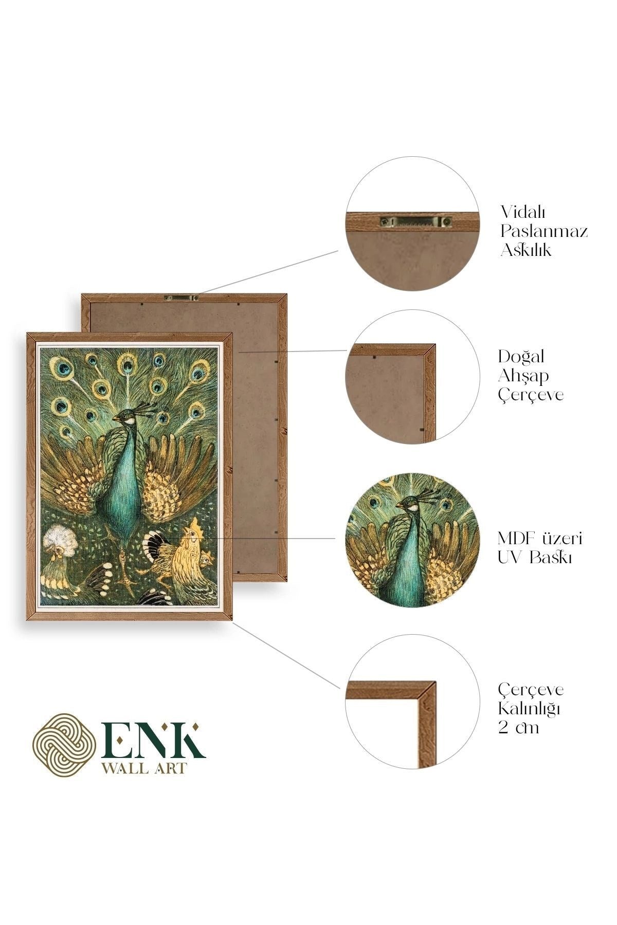 Nouveau Vintage Peacock Ahşap Çerçeveli Tablo 17 x 23