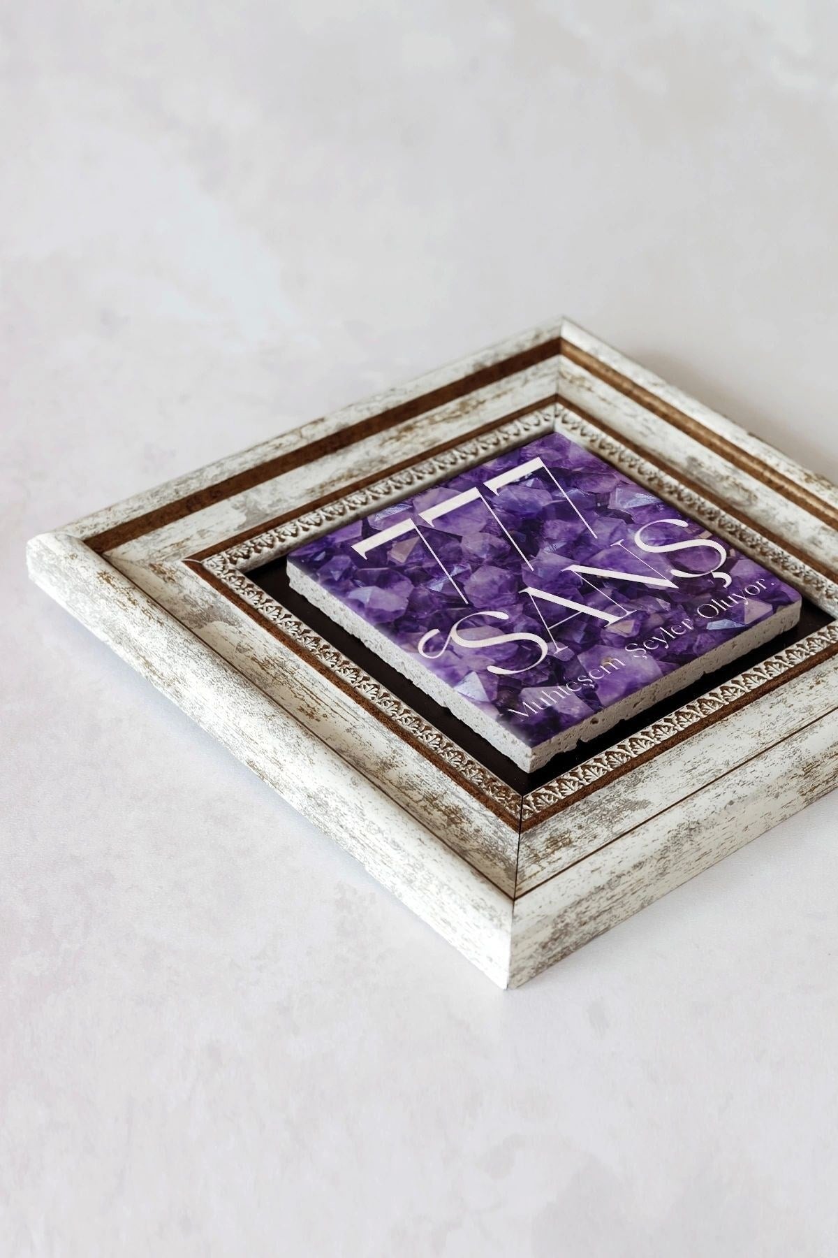 777 Şans Taş Tablo , Çerçeveli Taş Duvar Dekoru-ENKCRCVTBL-00207 20 cm