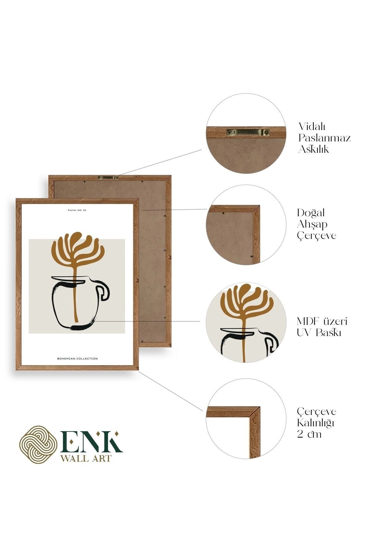 Kahve Ahşap Çerçeveli Tablo 50 x 70
