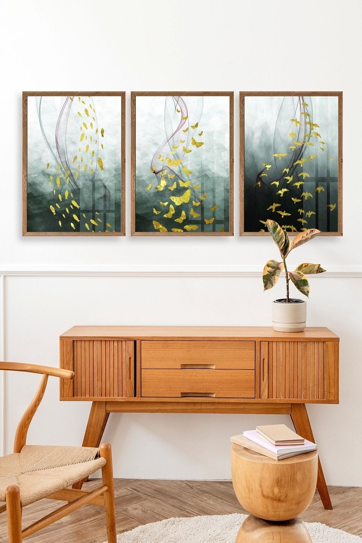 Soyut Hayvanlar Ahşap Çerçeveli Tablo 50 x 70