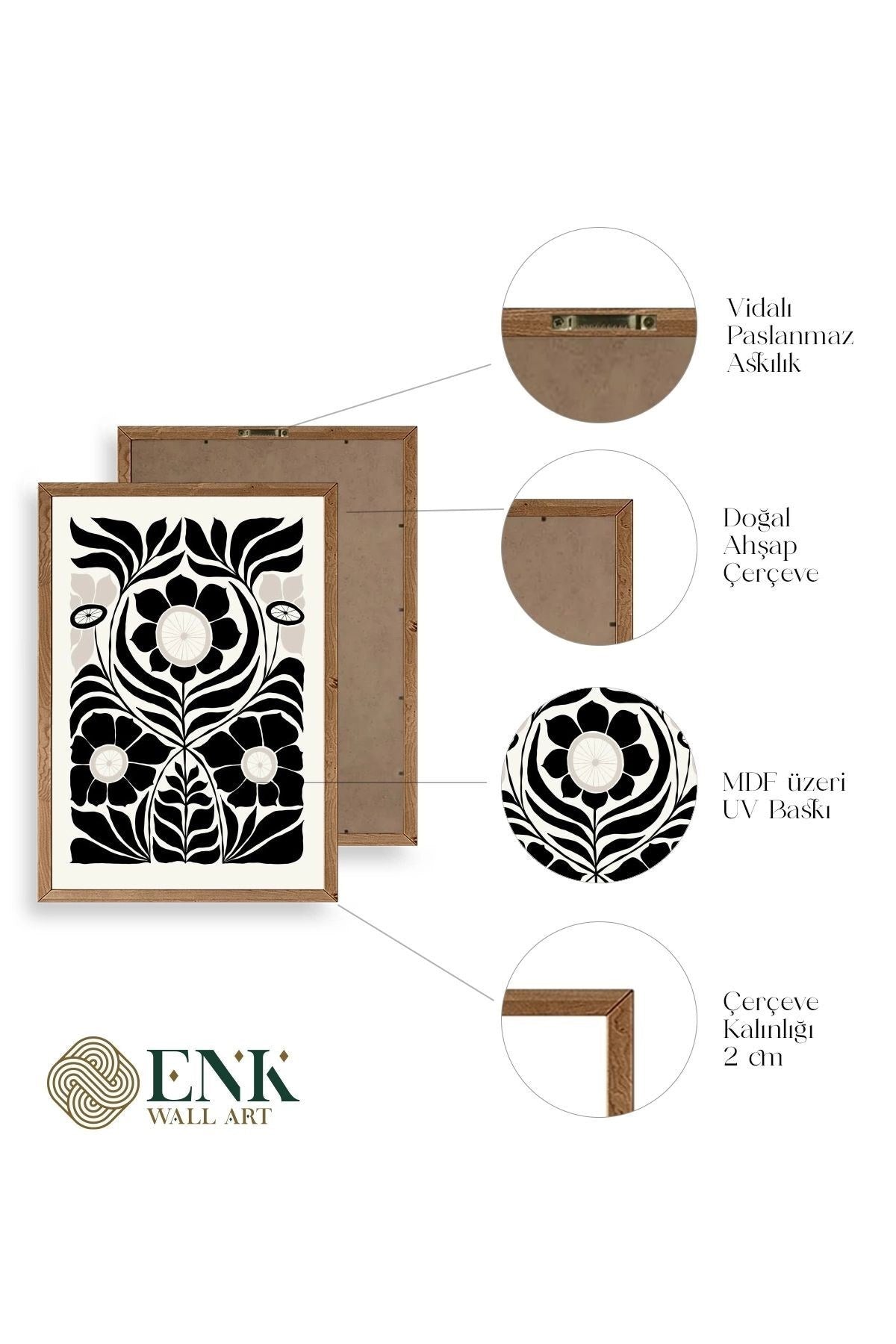 Desen Ahşap Çerçeveli Tablo 30 x 42