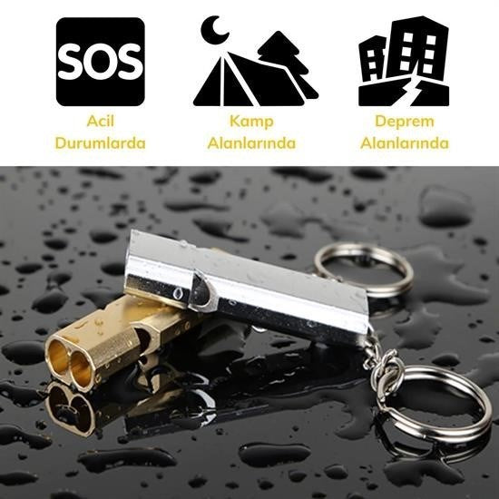 BUFFER® SOS Acil İmdat Düdüğü Alüminyum Islık Anahtarlık Kamp Yürüyüş Aksesuar Araçları