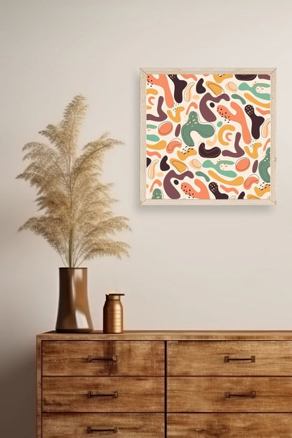 Soyut Ahşap Çerçeveli Tablo 50 x 50