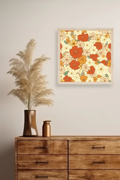 Çiçek Ahşap Çerçeveli Tablo 23 x 23