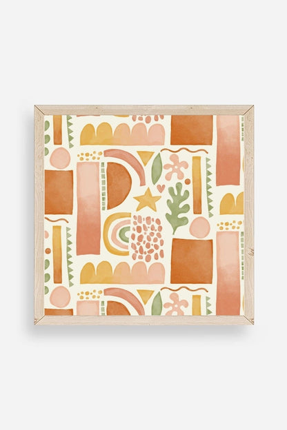 Soyut Ahşap Çerçeveli Tablo 50 x 50