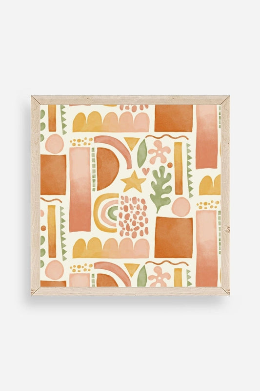 Soyut Ahşap Çerçeveli Tablo 50 x 50