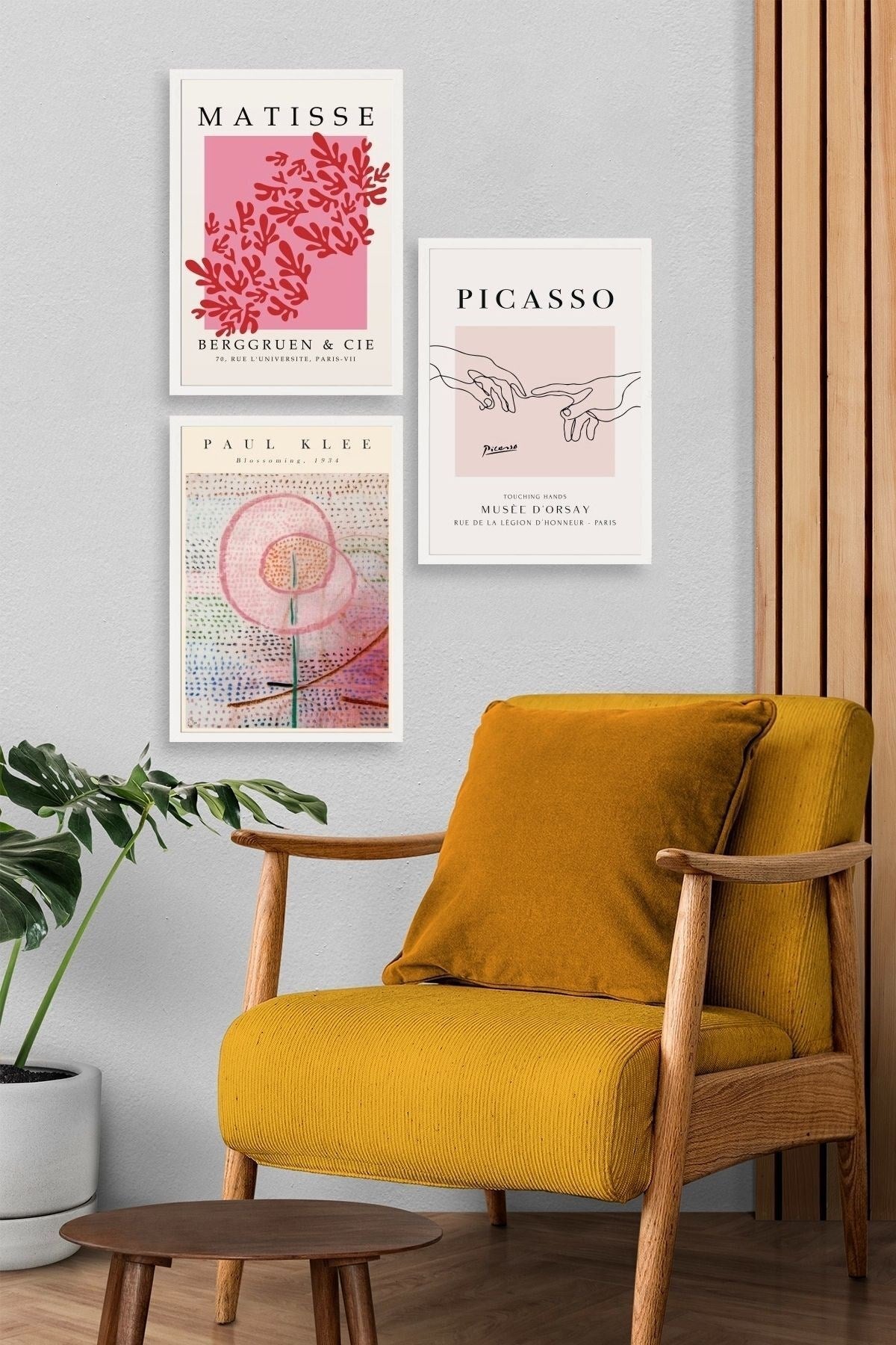 Ünlü Tablolar Üçlü Ahşap Çerçeveli Tablo 40 x 60