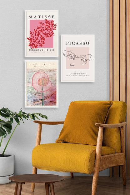 Ünlü Tablolar Üçlü Ahşap Çerçeveli Tablo 40 x 60