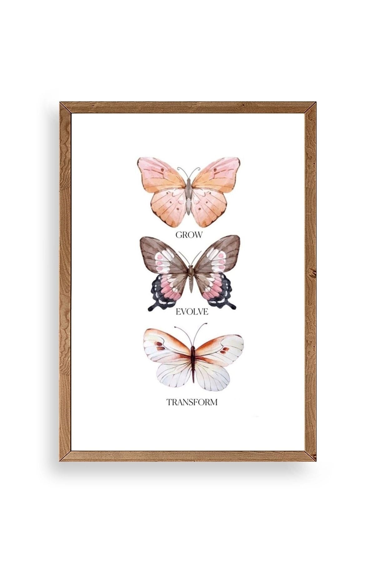 Kelebekler Ahşap Çerçeveli Tablo 17 x 23