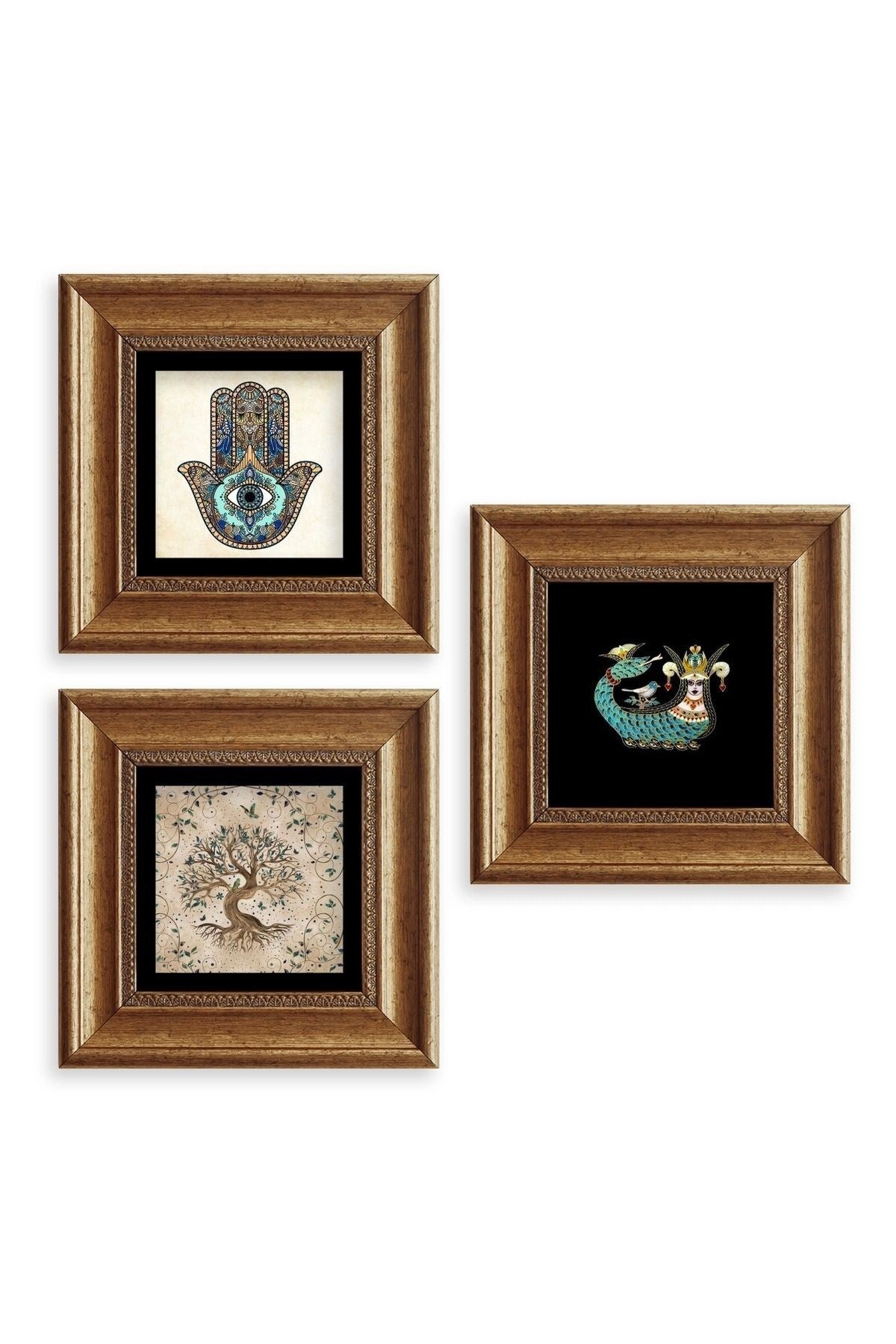 Mistik 3 lü Set Çerçeveli Taş Tablo 20 cm