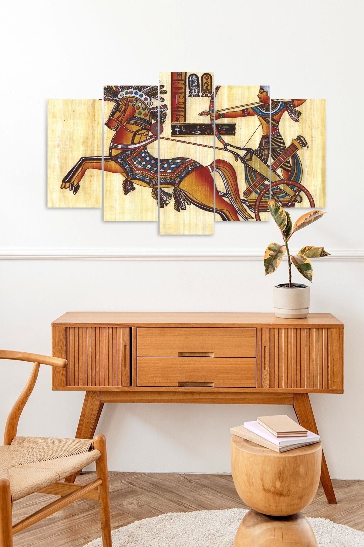 At Ok Kadın Manzara 5 Parçalı Mdf Tablo 60 x 100