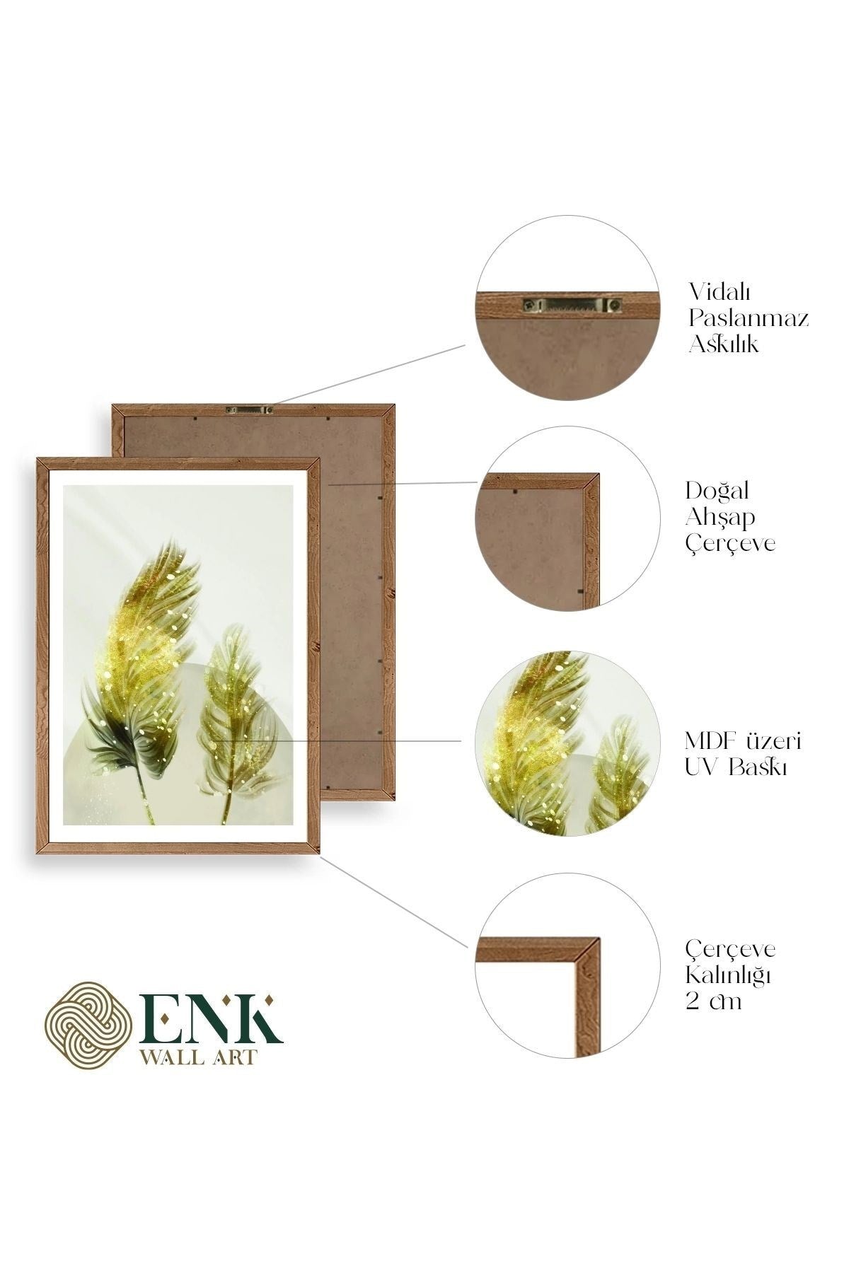 Manzara Üçlü Ahşap Çerçeveli Tablo 50 x 70