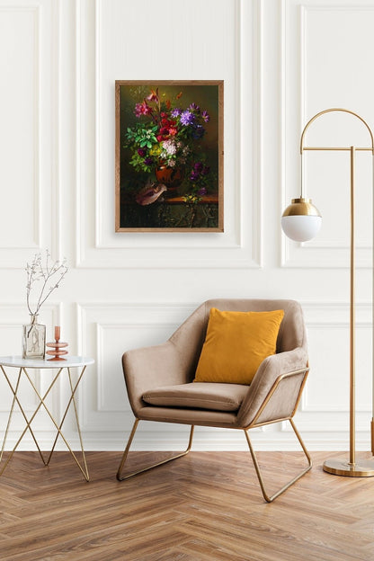 Çiçekler Ahşap Çerçeveli Tablo 30 x 42