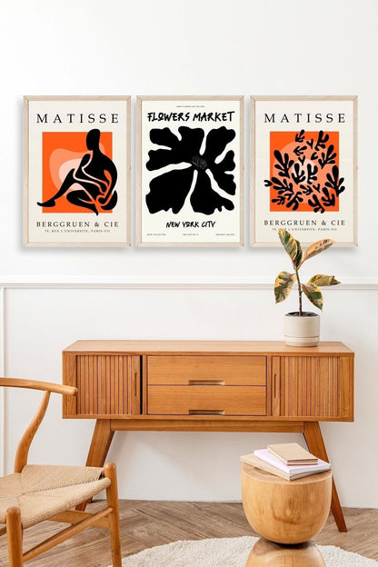 Matisse Üçlü Ahşap Çerçeveli Tablo 40 x 60