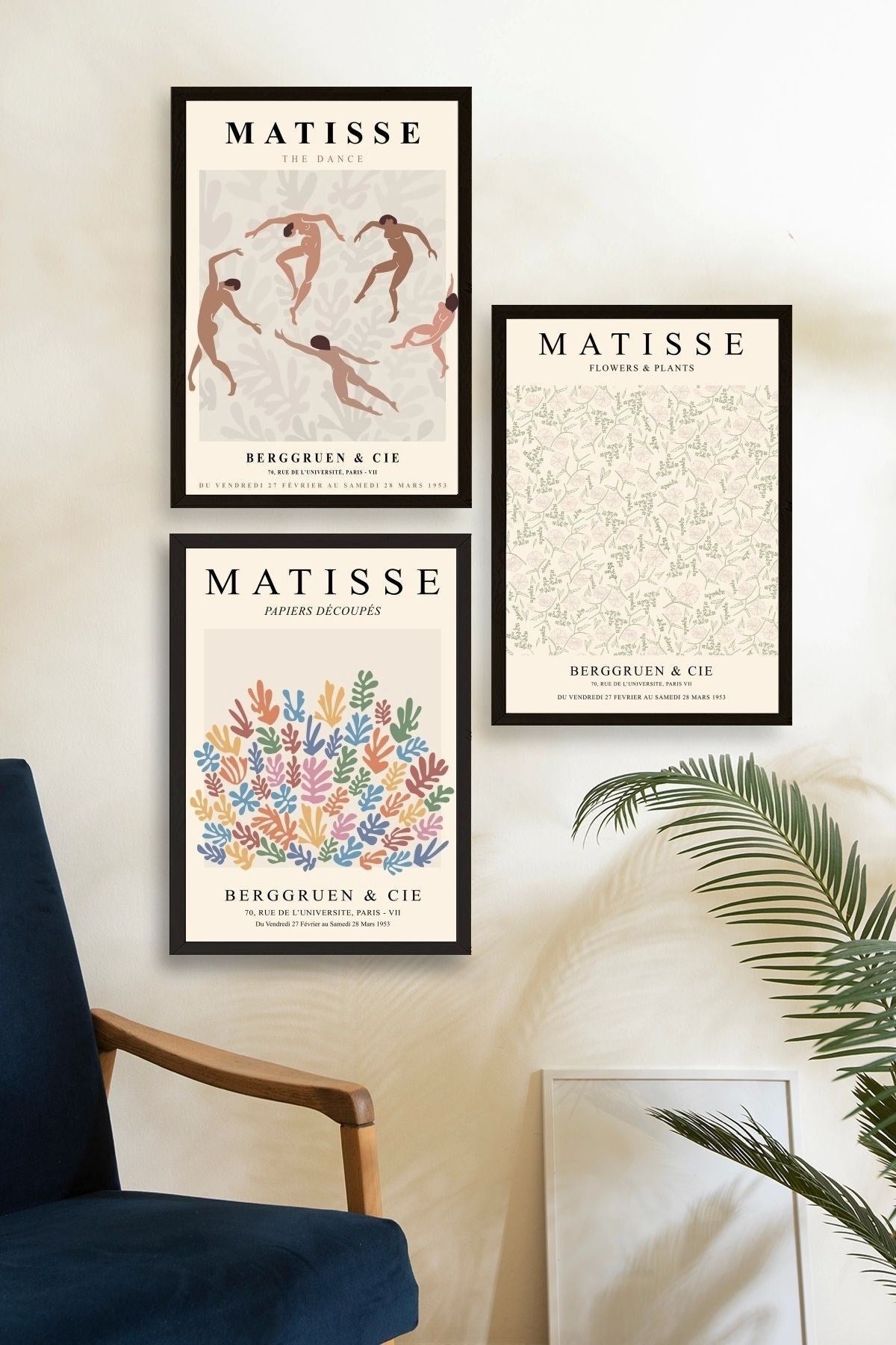 Matisse Üçlü Ahşap Çerçeveli Tablo 50 x 70