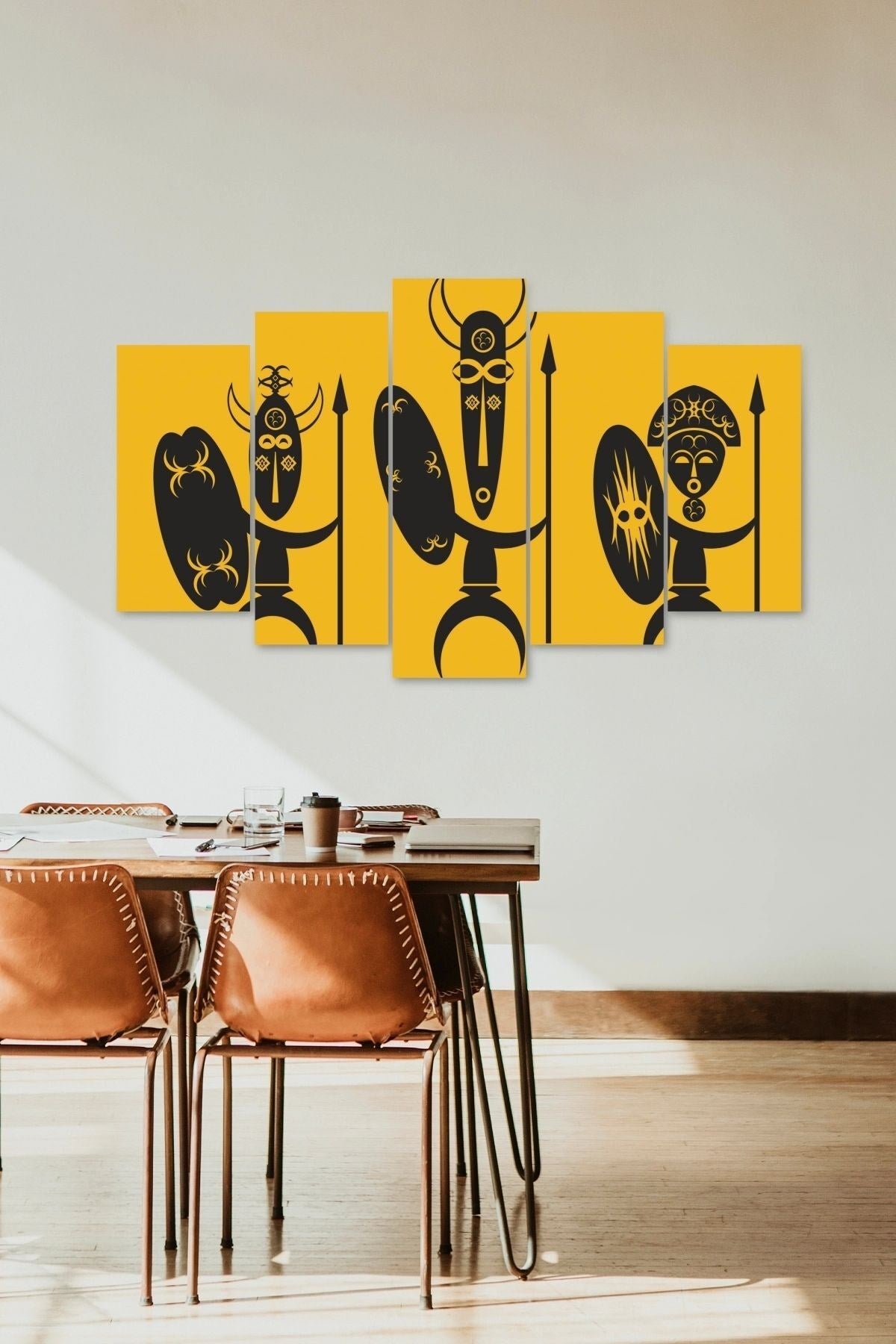 3 Savaşçı Manzarası 5 Parçalı Mdf Tablo 60 x 100