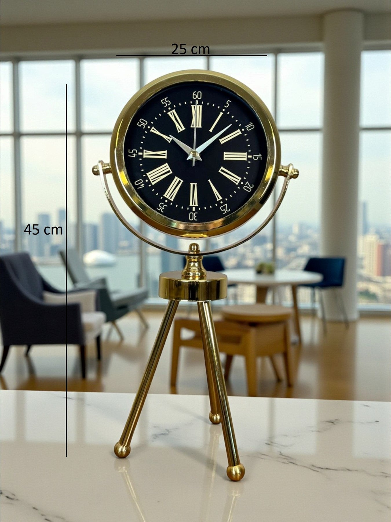 Zentime Gold Lüks Üç Ayaklı Masa Saati