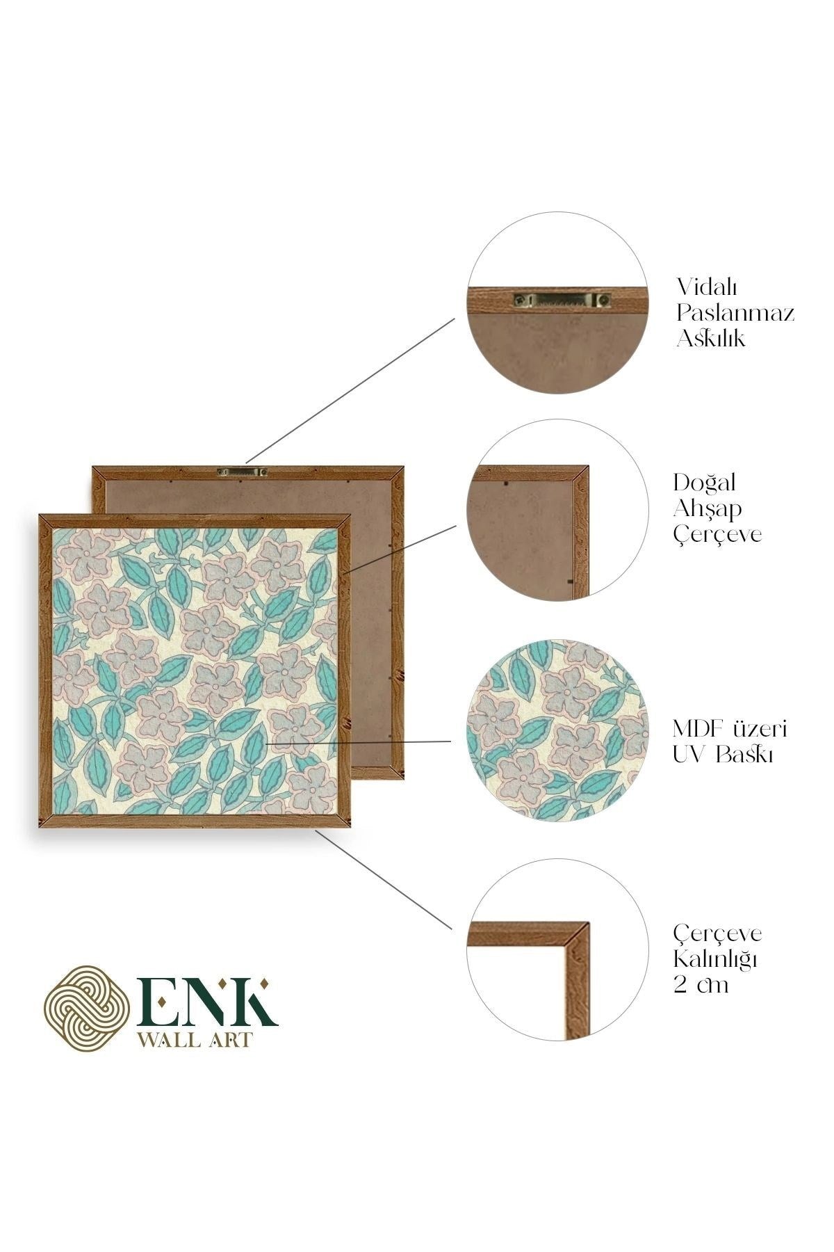 Çiçek Ahşap Çerçeveli Tablo 23 x 23