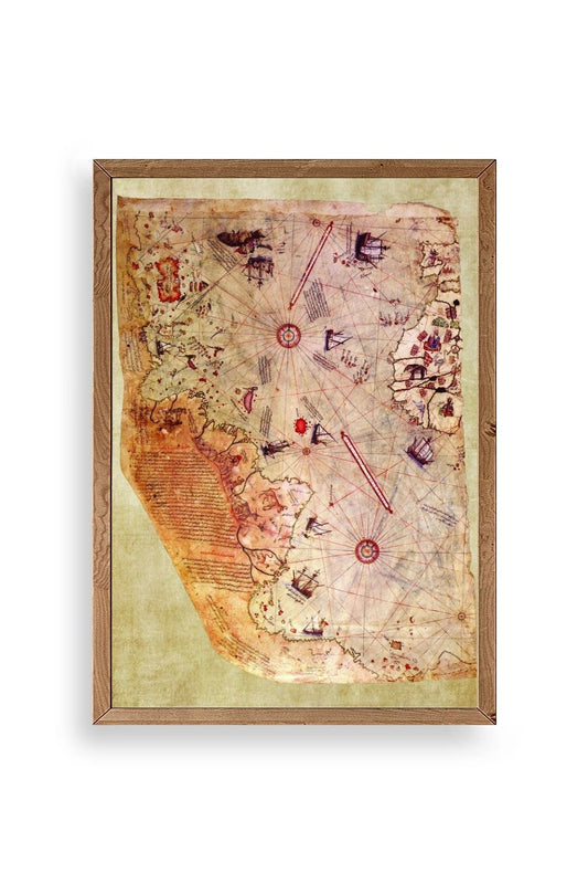 Harita Ahşap Çerçeveli Tablo 30 x 42