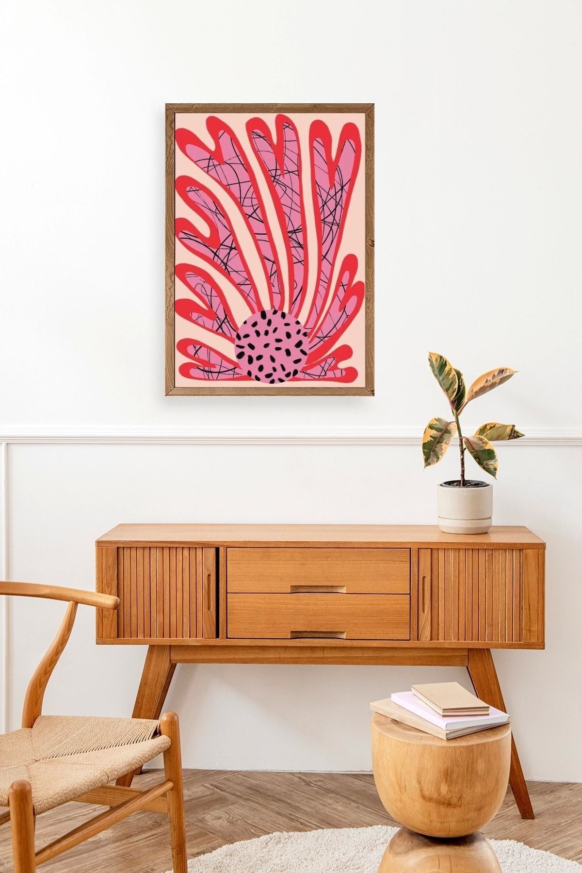 Çiçek Ahşap Çerçeveli Tablo 17 x 23