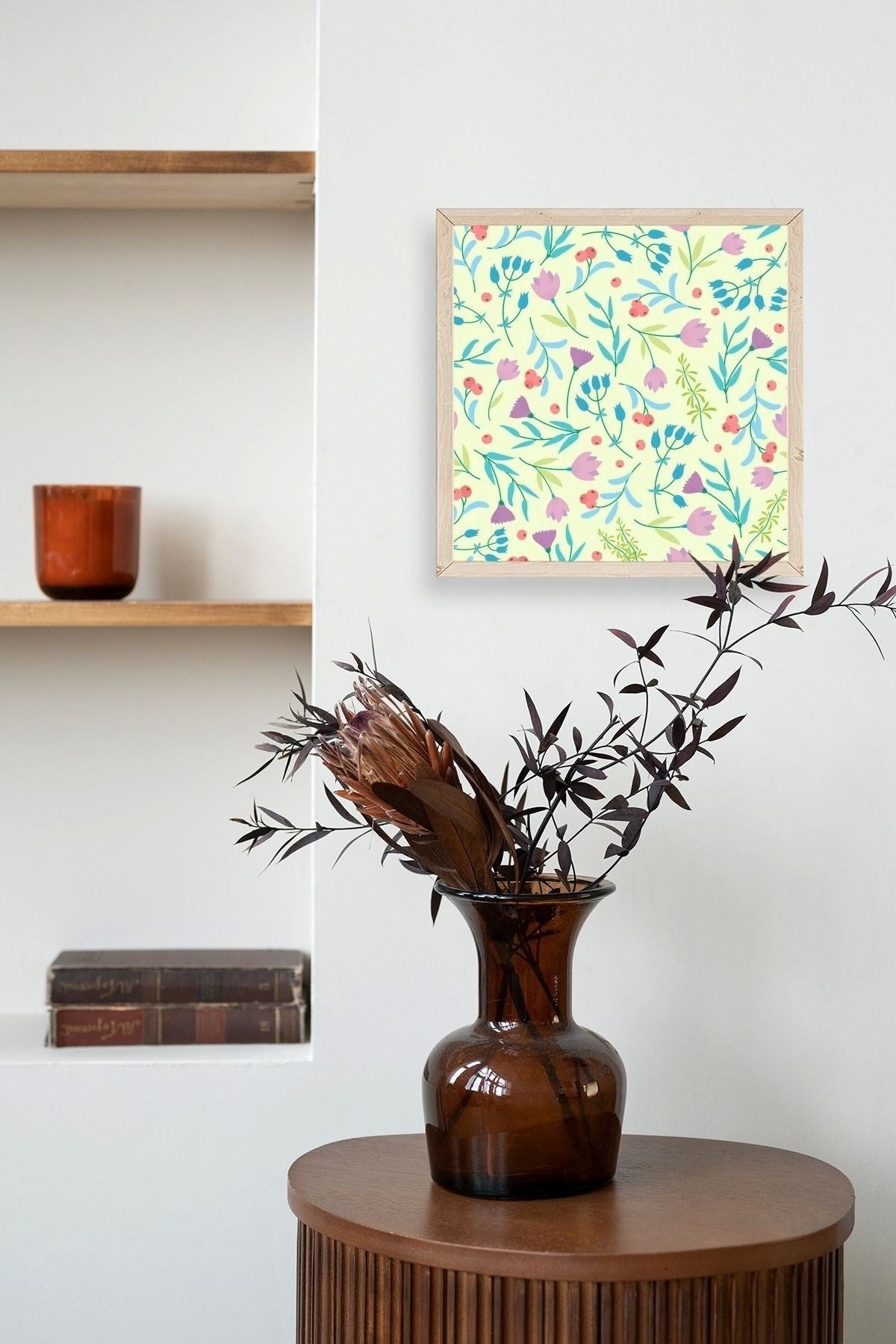 Çiçek Ahşap Çerçeveli Tablo 42 x 42