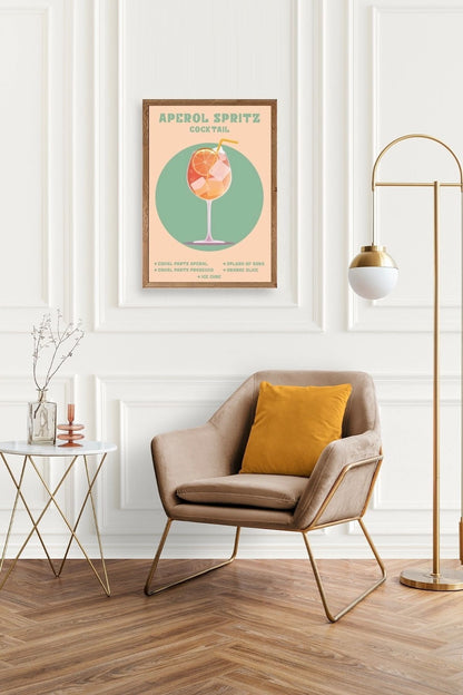 Aperol Spritz Ahşap Çerçeveli Tablo 23 x 30