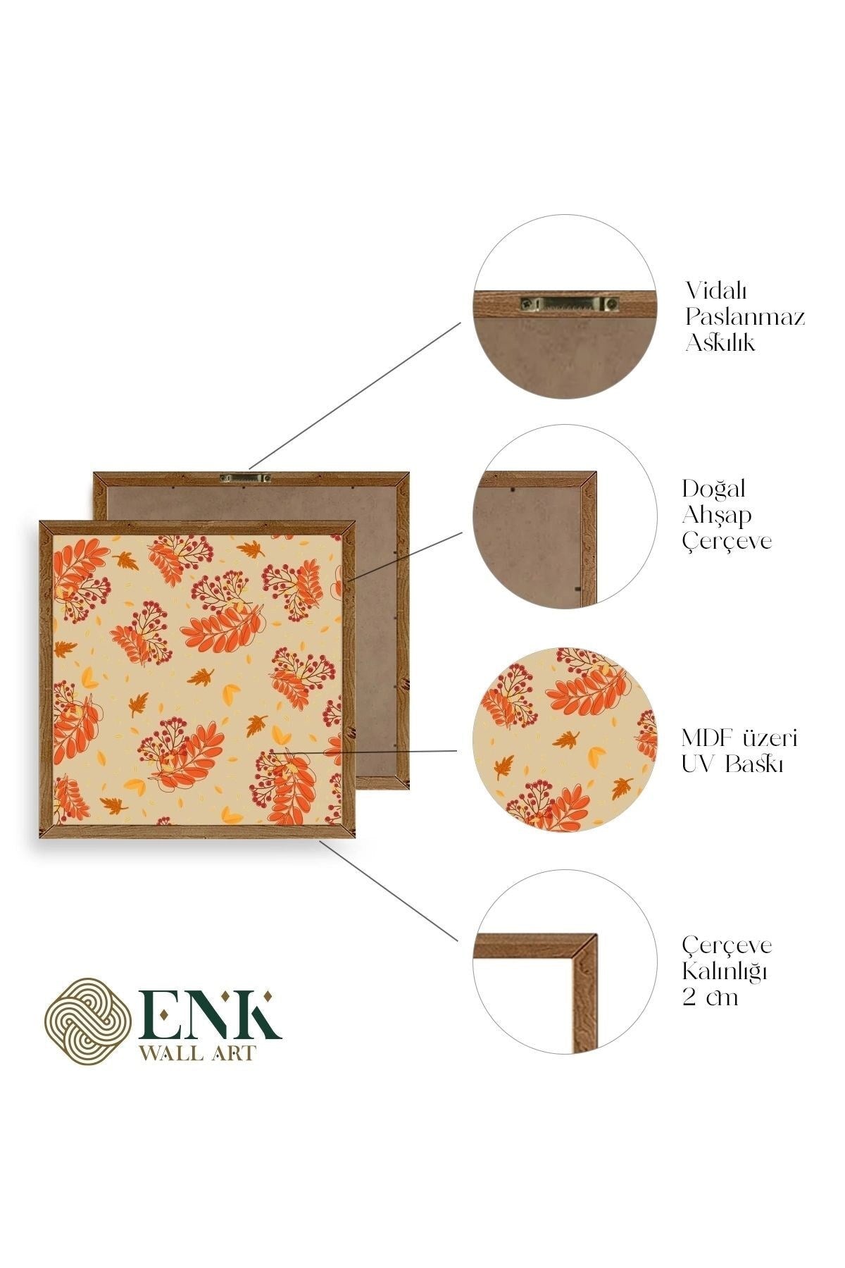 Çiçek Ahşap Çerçeveli Tablo 23 x 23