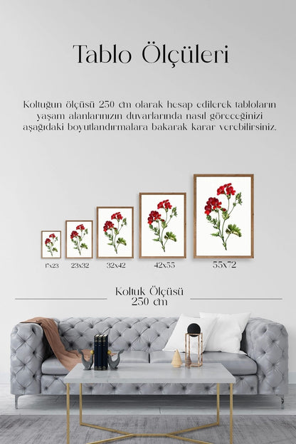 Çiçekler Ahşap Çerçeveli Tablo 30 x 42