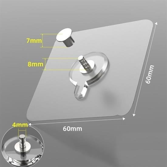 BUFFER® Süper Güçlü Çerçeve Askısı Pin Delgisiz Vidalı Tırnak Kanca Yapışkanlı Raf Tutucu Askı 4 Adet