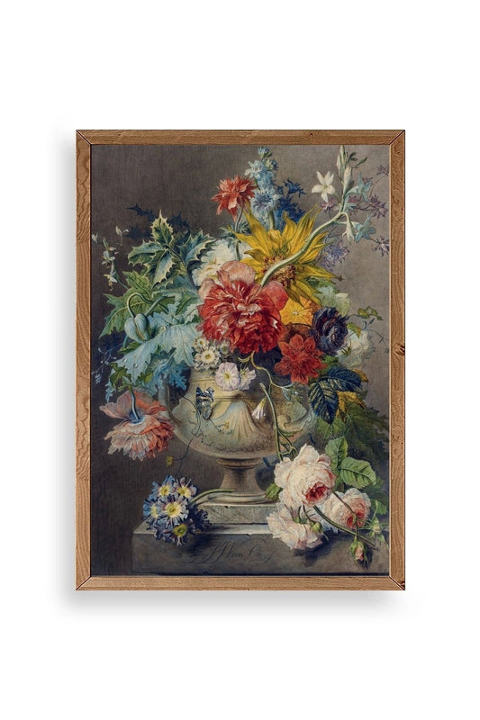 Vazodaki Çiçek Buketi Ahşap Çerçeveli Tablo 50 x 70