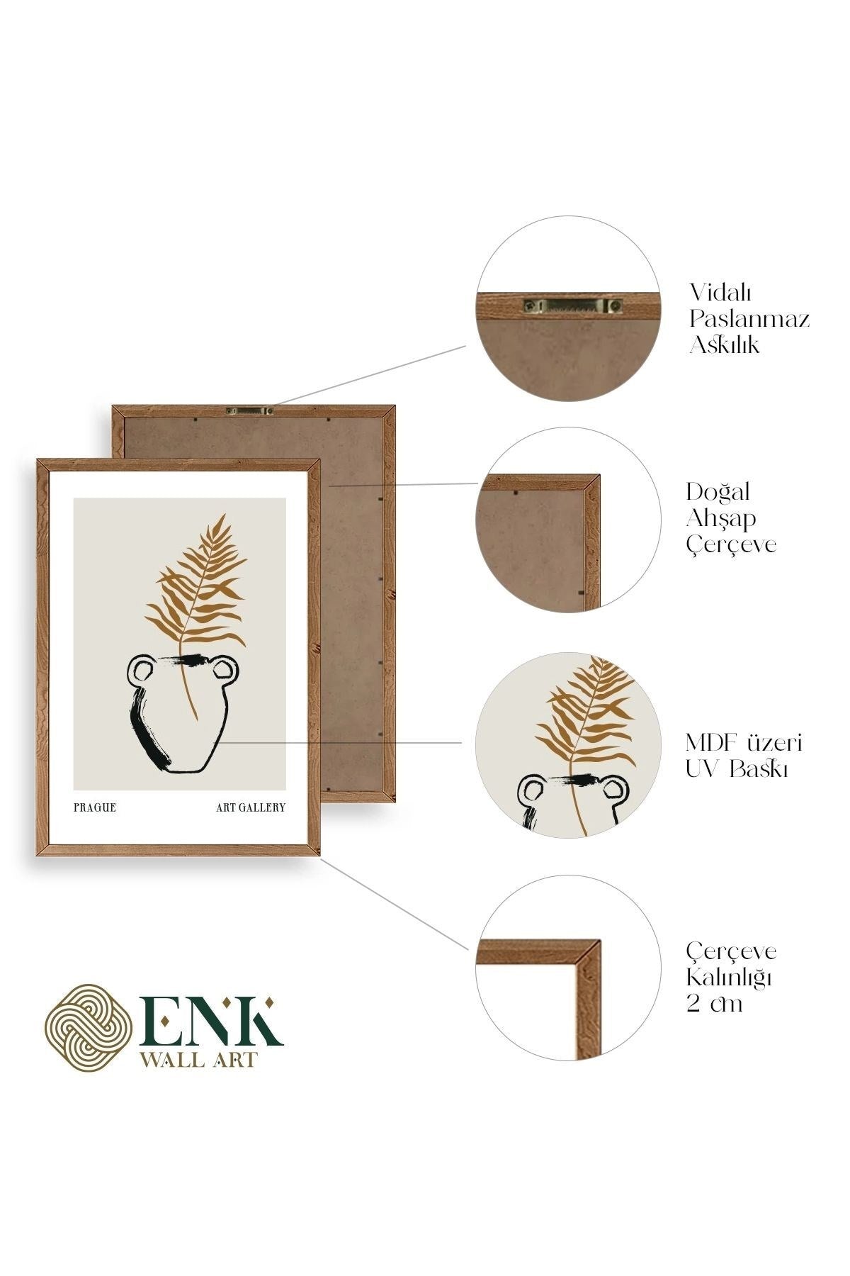 Vazo Ahşap Çerçeveli Tablo 17 x 23