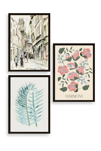 Harmony Üçlü Ahşap Çerçeveli Tablo 40 x 60