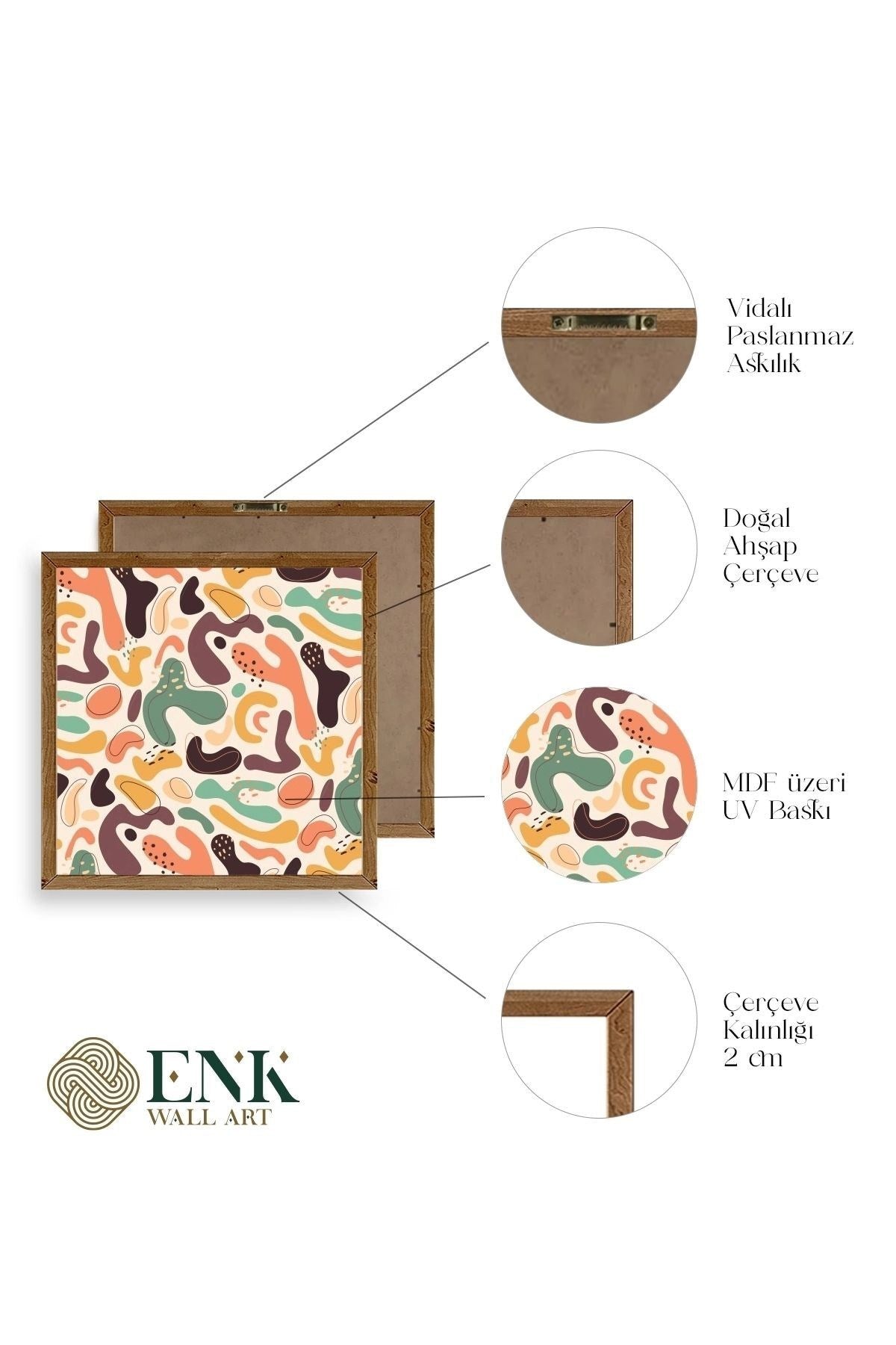 Soyut Ahşap Çerçeveli Tablo 23 x 23