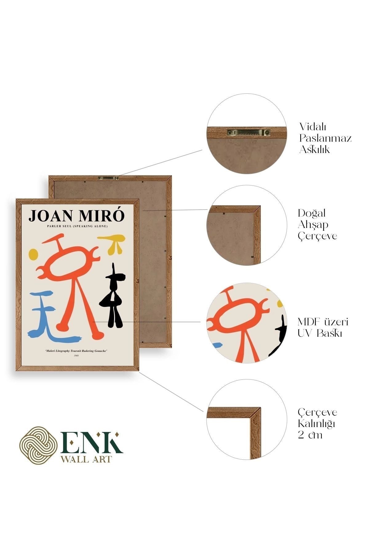 Joan Miro Ahşap Çerçeveli Tablo 30 x 42