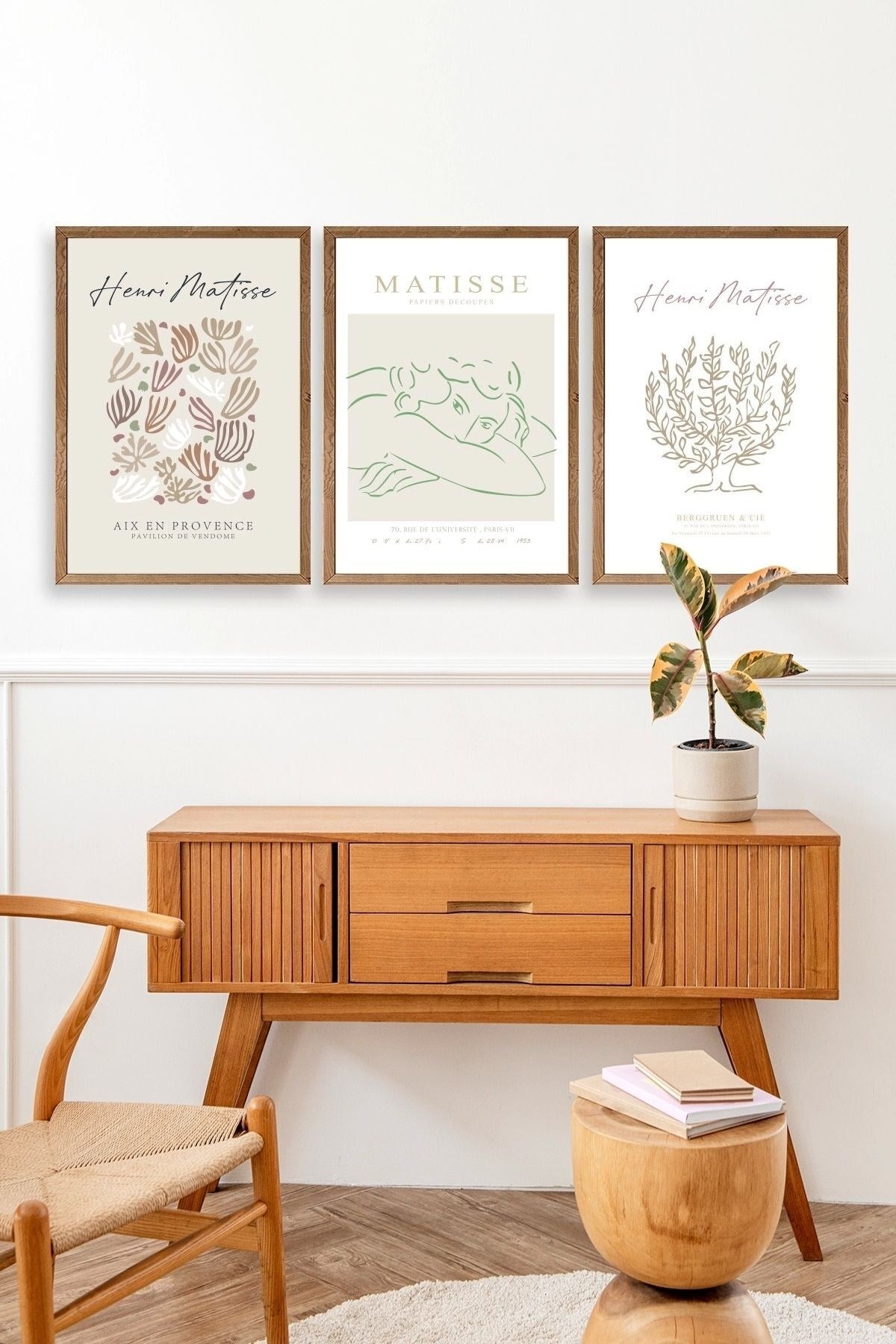 Matisse Üçlü Ahşap Çerçeveli Tablo 30 x 40