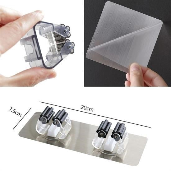 BUFFER® Pratik Organizer 4lü Yapışkanlı Fırça Paspas Mop Fırça Sabitleyici Ergonomik Alet Aparatı